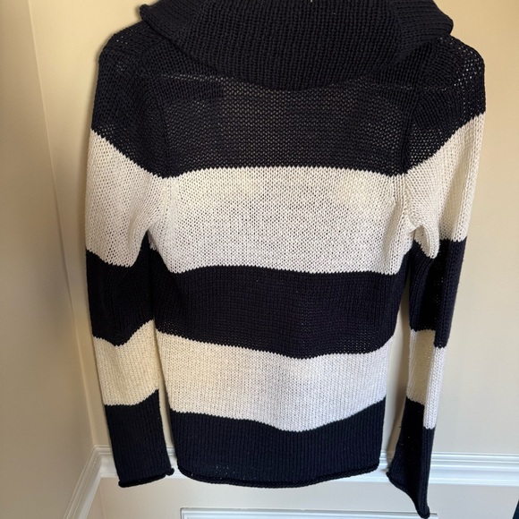 Lauren Ralph Lauren Nautical Navy and White Shawl Knit Cardigan Size XS Winter - Picture 5 of 5